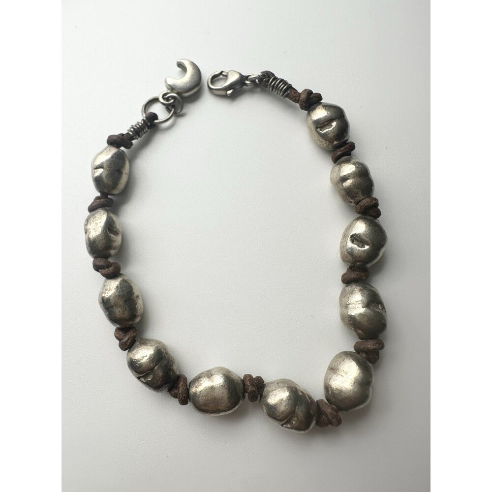 Signed VP Bead Nugget Sterling Silver 925 Bracelet Super Heavy 7.5”